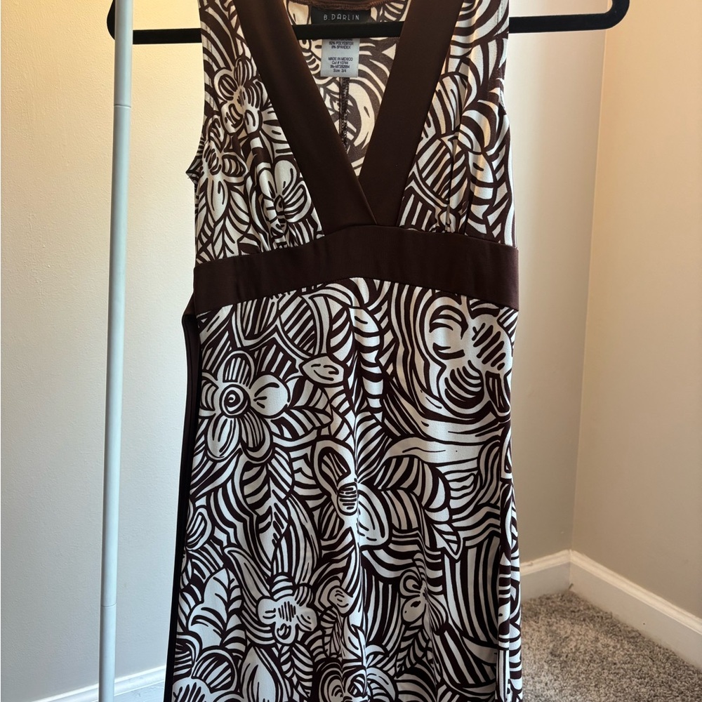 B Darlin Chocolate and Cream Floral Dress